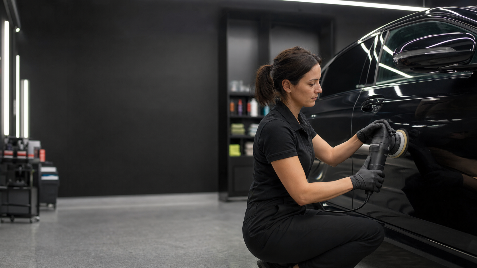 Amélie au travail, polish sur carrosserie